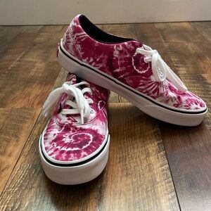 Vans pink and white tye dye shoes. Girls size 4
